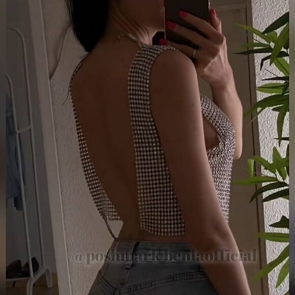 OPEN BACK RHINESTONE TOP ZARA NWT - Picture 15 of 17